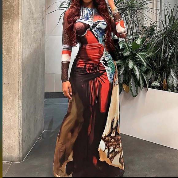 Women’s Maxi long sleeve dress - Picture 2 of 2